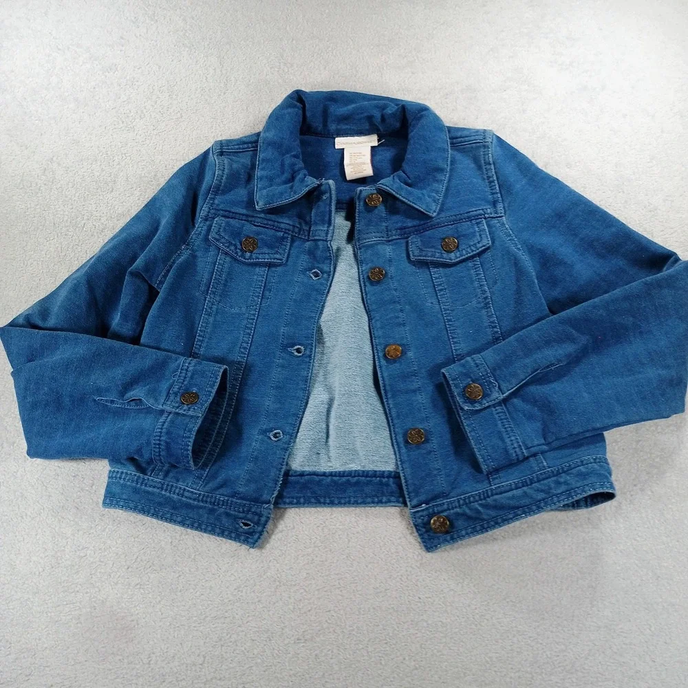 Cynthia Rowley Girls Denim Jacket Blue Medium Wash Size M 7/8 Button Up